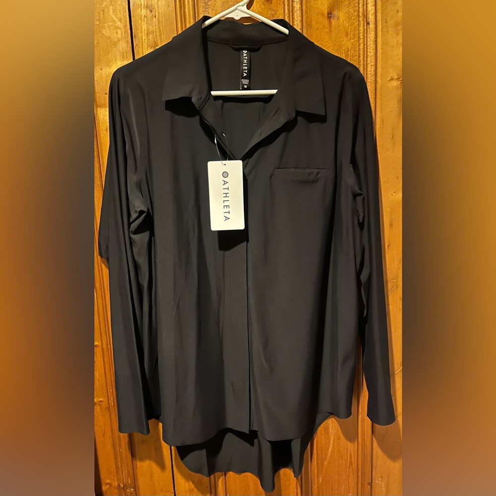 Athleta “Urbanite Top” Women’s Classic Black Button-Down Shirt